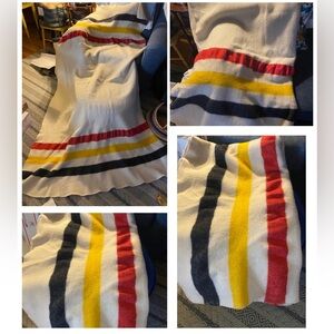 Vintage Faribo Faribault 100% Wool Striped Throw Blanket Made In Minnesota